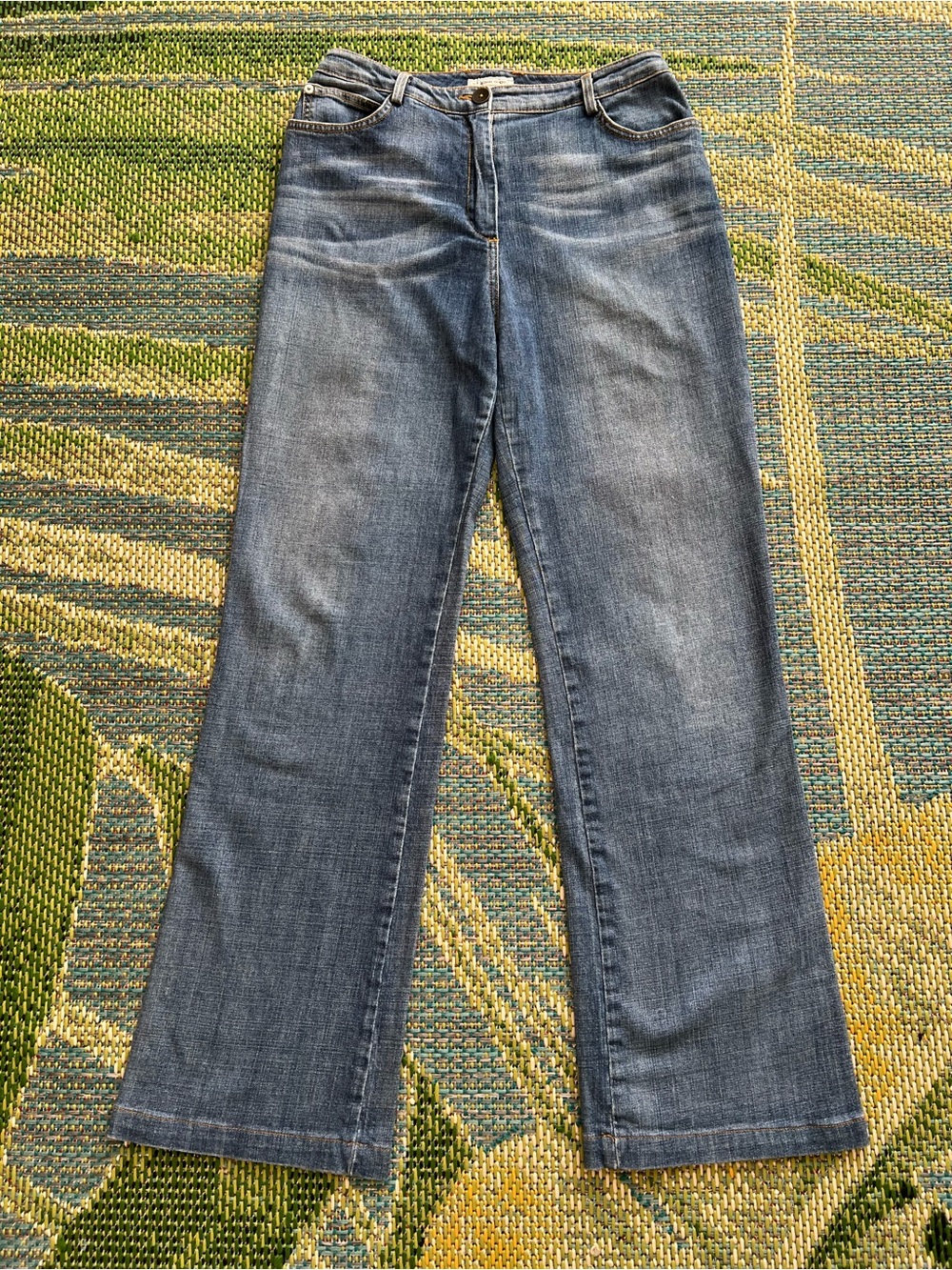 St. John Sport High Rise Wide Leg Washed Blue Jeans